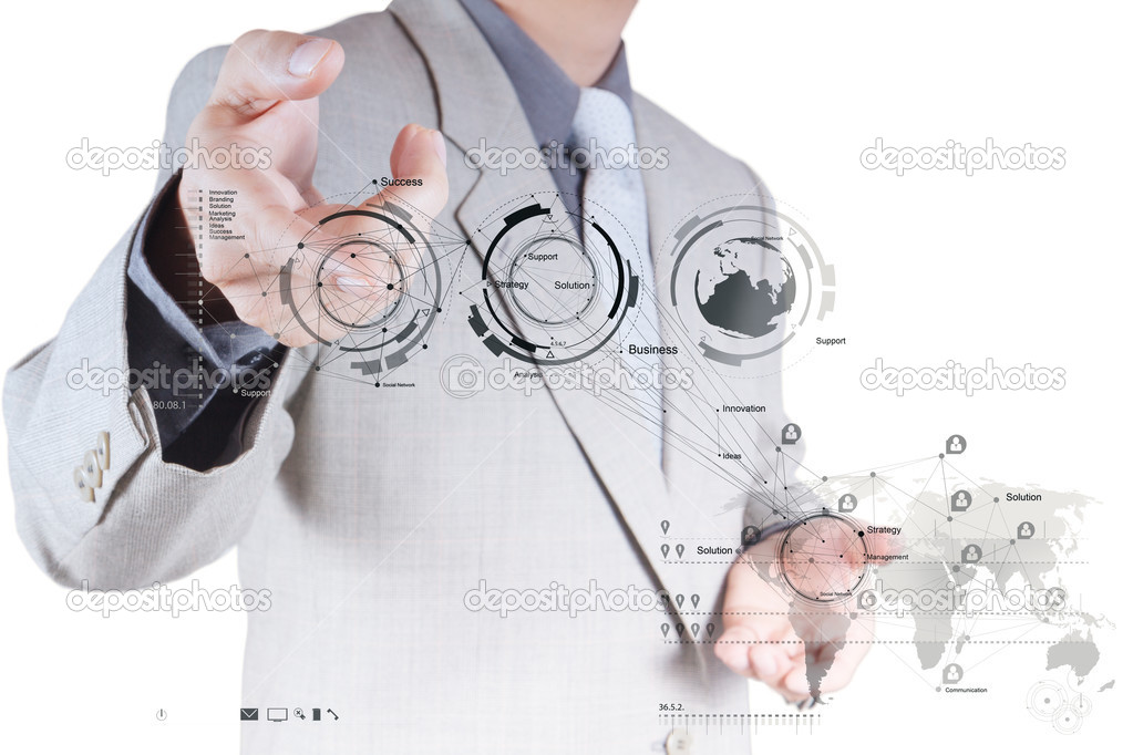 Businessman hand working with a Cloud Computing diagram on the n