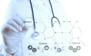 kimyager doktor el çizimi kimyasal formüller