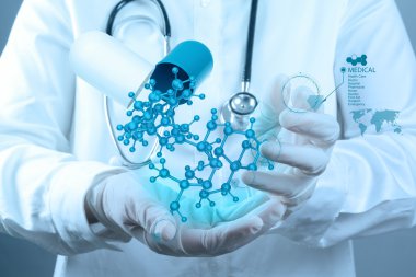 bilim adamı doktor el sanal moleküler yapısı l içinde tutar.