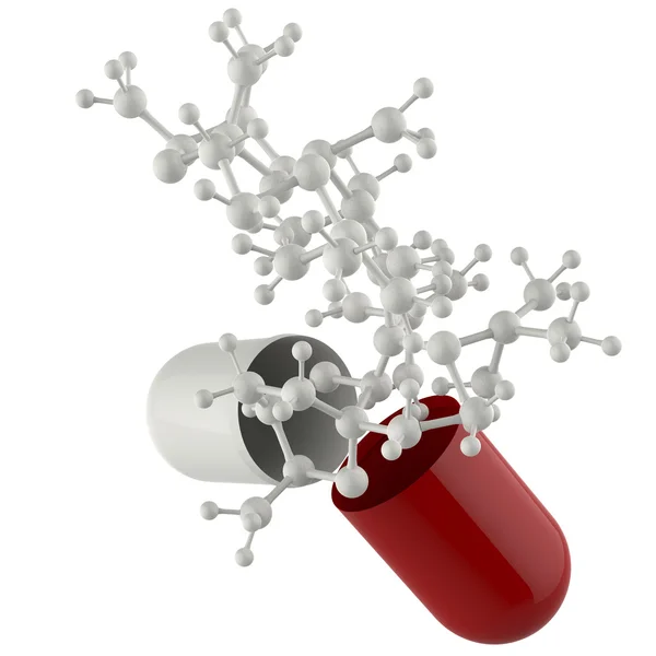 Capsule shows 3d molecule — Stock Photo, Image