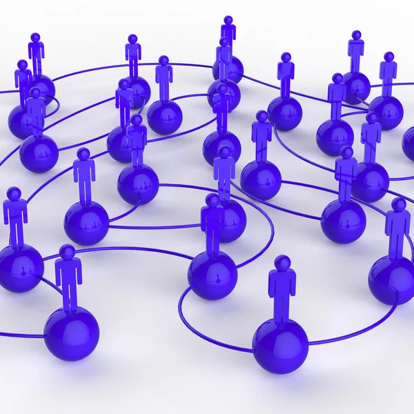 3D-blauwe menselijke sociale netwerk — Stockfoto