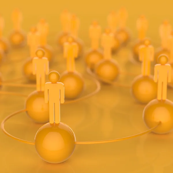 3d giallo social network umano e leadership — Foto Stock