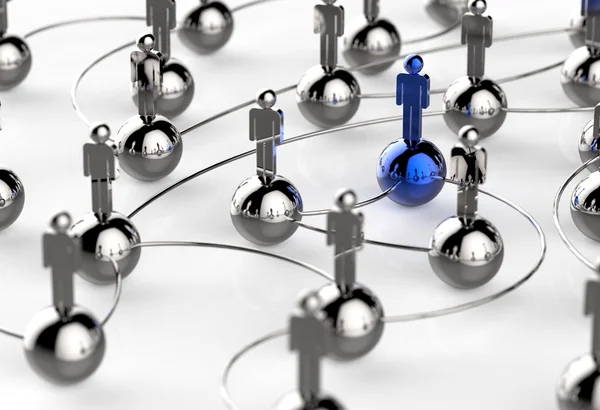 3d stainless human social network and leadership — Stock Photo, Image