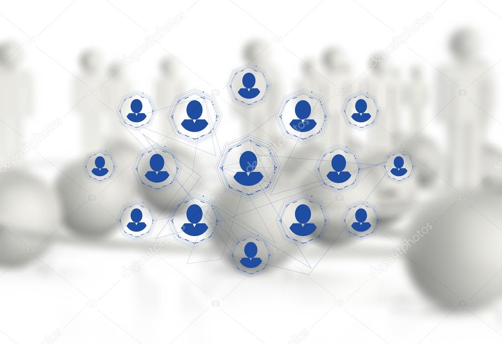 3d white human social network