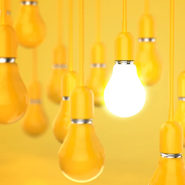 Creative idea and leadership concept light bulb 3d design — Stock Photo, Image