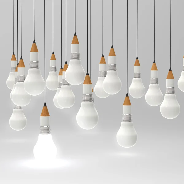 Drawing idea pencil and light bulb concept creative and leadersh — Stock Photo, Image