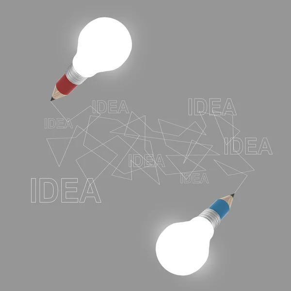 3d crecil lightbulb drawing idea — стоковое фото