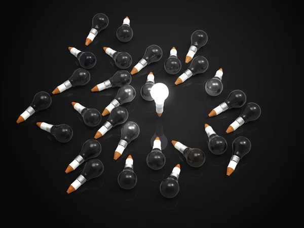 Ritning idé penna och glödlampa begreppet kreativa — Stockfoto