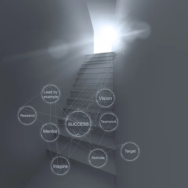 Escalier 3d vers le succès comme concept d'entreprise — Photo
