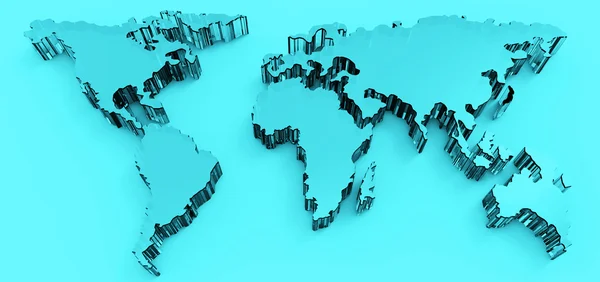 Social network human 3d on world map — Stock Photo, Image