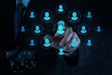 insan kaynakları, crm ve sosyal medya iş adamı el Puan