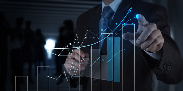 business man hand working with new modern computer and business s
