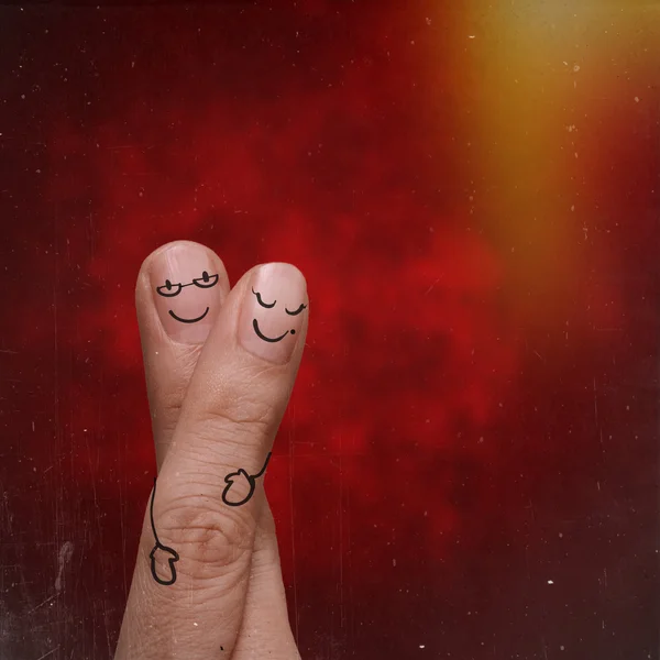 Finger happy couple in love creative design — Stock Photo, Image