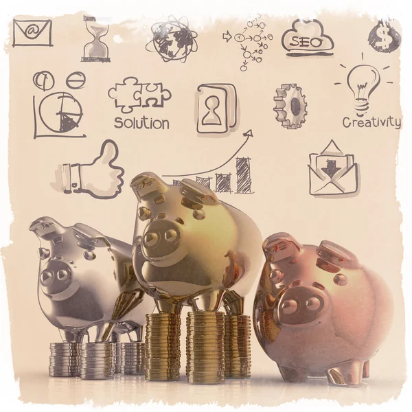 Winner piggy bank as business — Stock Photo, Image