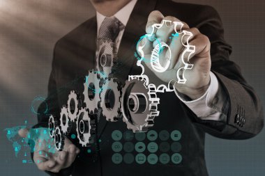 İş adamının el gösterimi vitesi başarıya