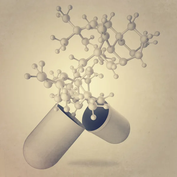 Kapsel zeigt Molekül als Medizin — Stockfoto