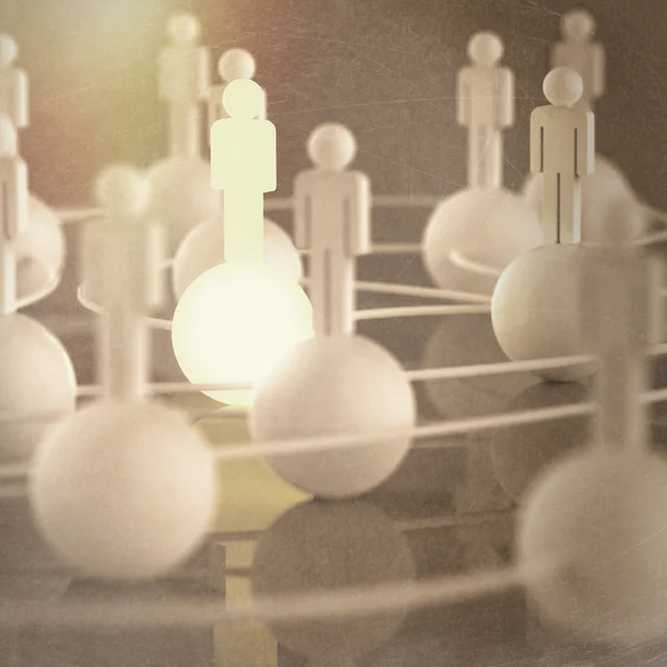 3d crescente luz humana rede social e liderança — Fotografia de Stock