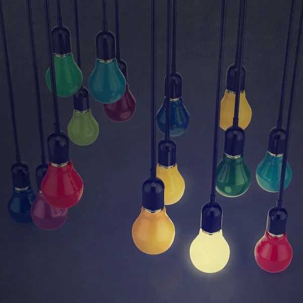 Twórczy pomysł i kierownictwo koncepcja światło żarówki — Zdjęcie stockowe