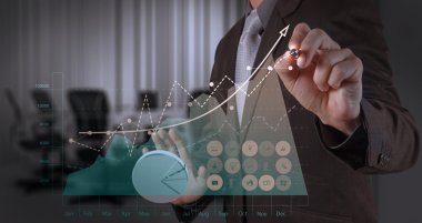 yeni modern bilgisayar ve iş s çalışma iş adamı el