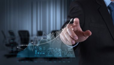 yeni modern bilgisayar ve iş s çalışma iş adamı el
