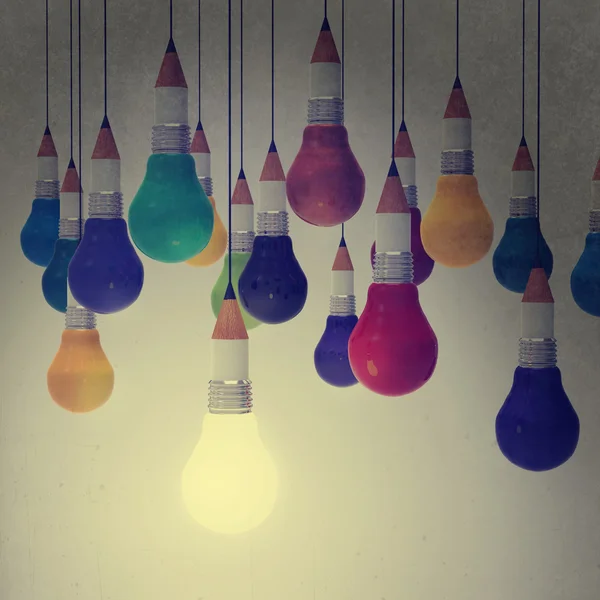 Ritning idé penna och glödlampa begreppet kreativa — Stockfoto