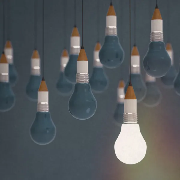 Creative idea and leadership concept with 3d light bulb — Stock Photo, Image