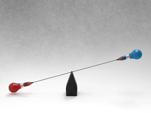 개념으로 연필 전구의 거짓 균형 — 스톡 사진