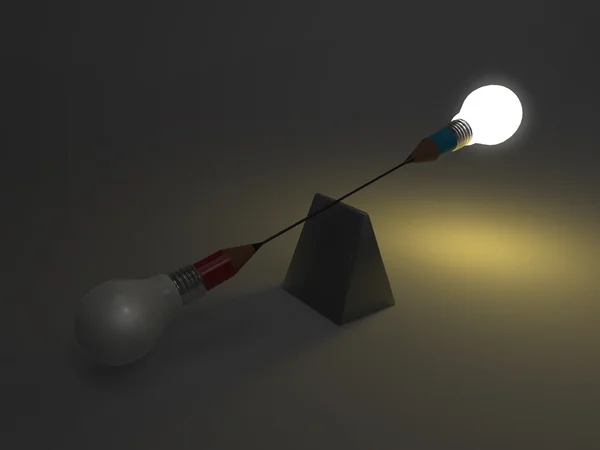 Falso equilibrio della lampadina a matita — Foto Stock