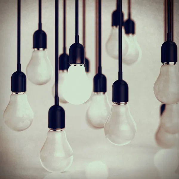 Creative idea and leadership concept with 3d light bulb — Stock Photo, Image