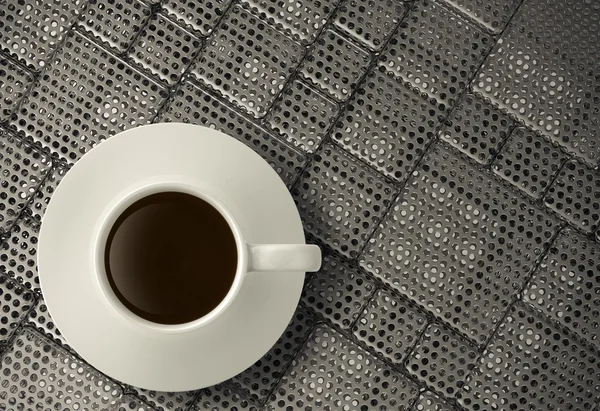 3D-Tasse Kaffee auf Edelstahl — Stockfoto