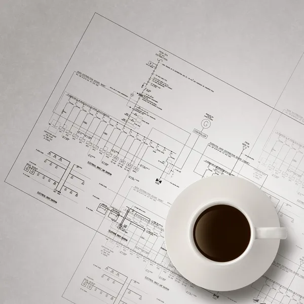 Taza de café 3d en la impresión azul ingeniero —  Fotos de Stock