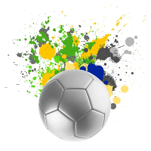 Soccer ball with Brazilian flag splashing — Stock Photo, Image