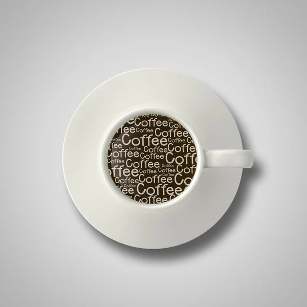 3d tazza di caffè e testo a lato — Foto Stock