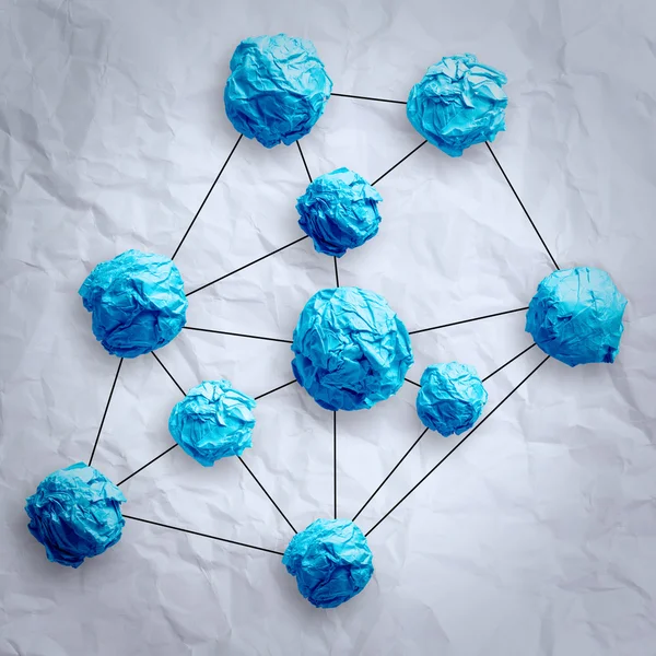 Crumpled paper as social network structure on wrinkled paper — Stock Photo, Image