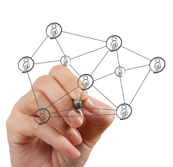 Hand draws social network structure — Stock Photo, Image