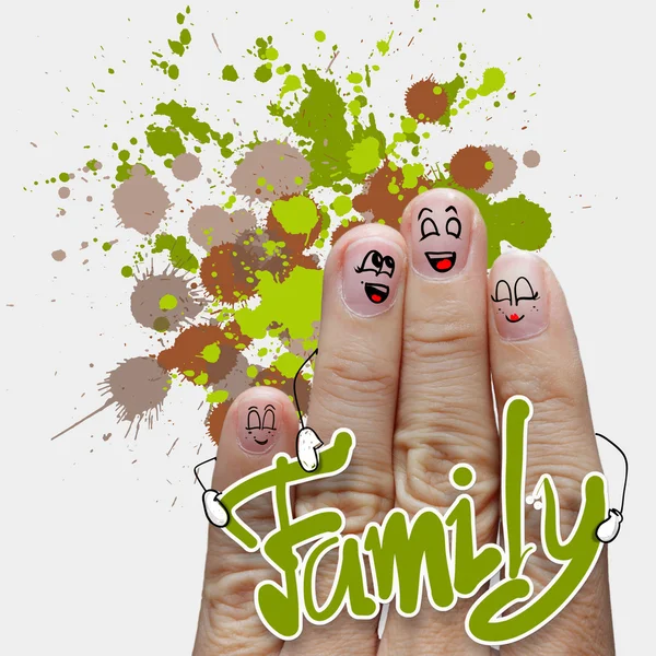 The happy finger family holding family word — Stock Photo, Image