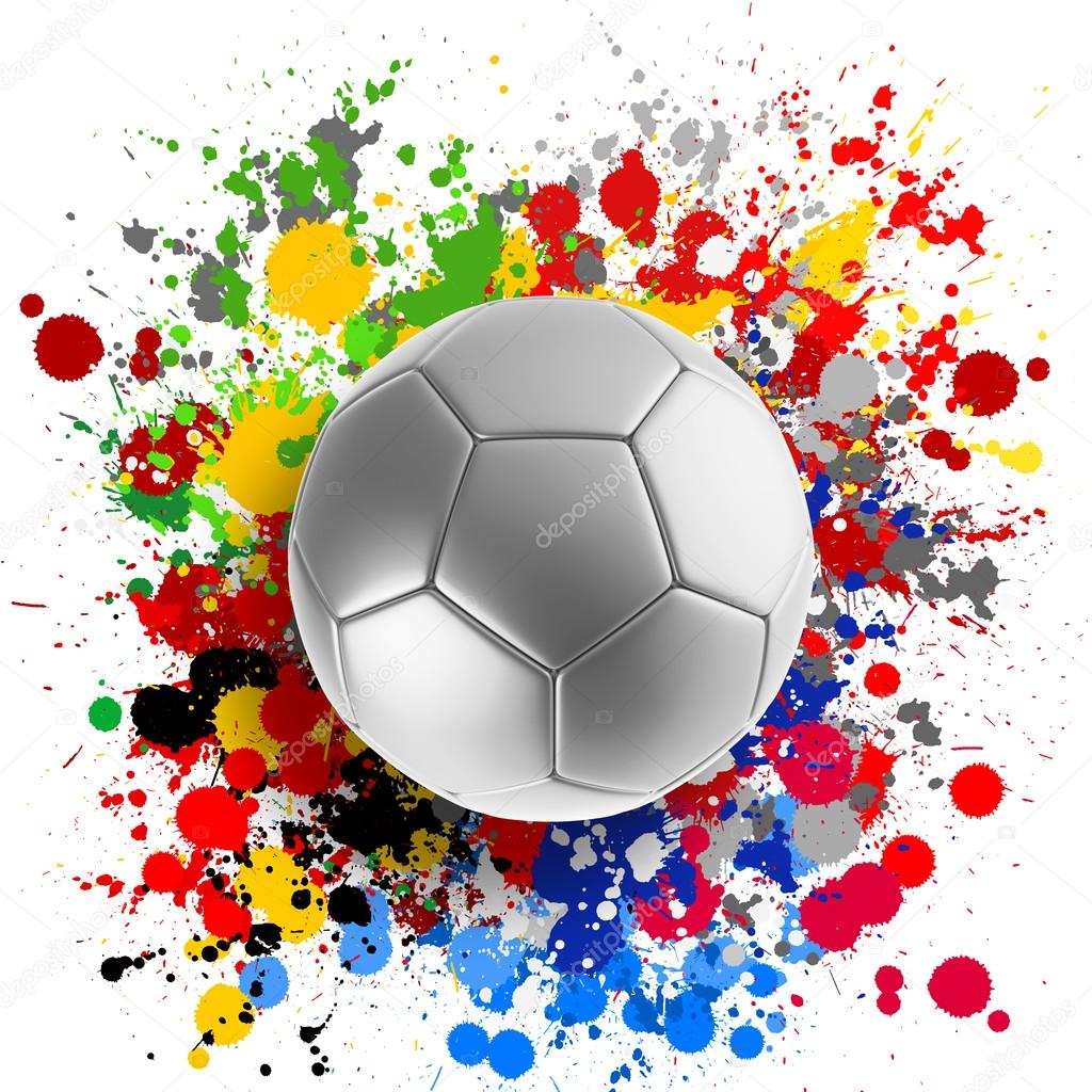 3d rendering of a soccer ball with flags splashing colors
