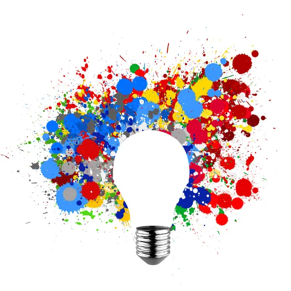 Invisible light bulb and splash colors — Stock Photo, Image