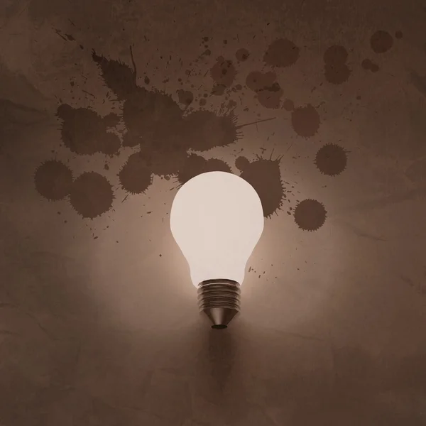 Glühbirne 3d auf zerknittertem Spritzpapier — Stockfoto