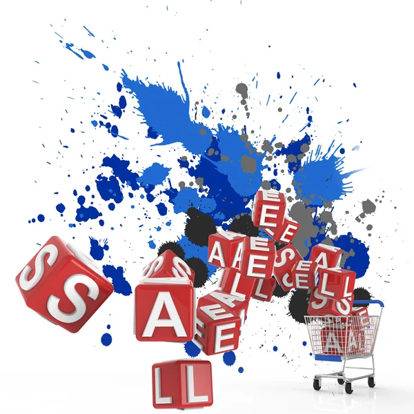 Online shopping 3d on splash colors background — Stock Photo, Image