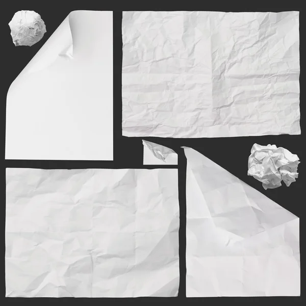 Set van witte verfrommeld papier achtergrond textuur — Stockfoto