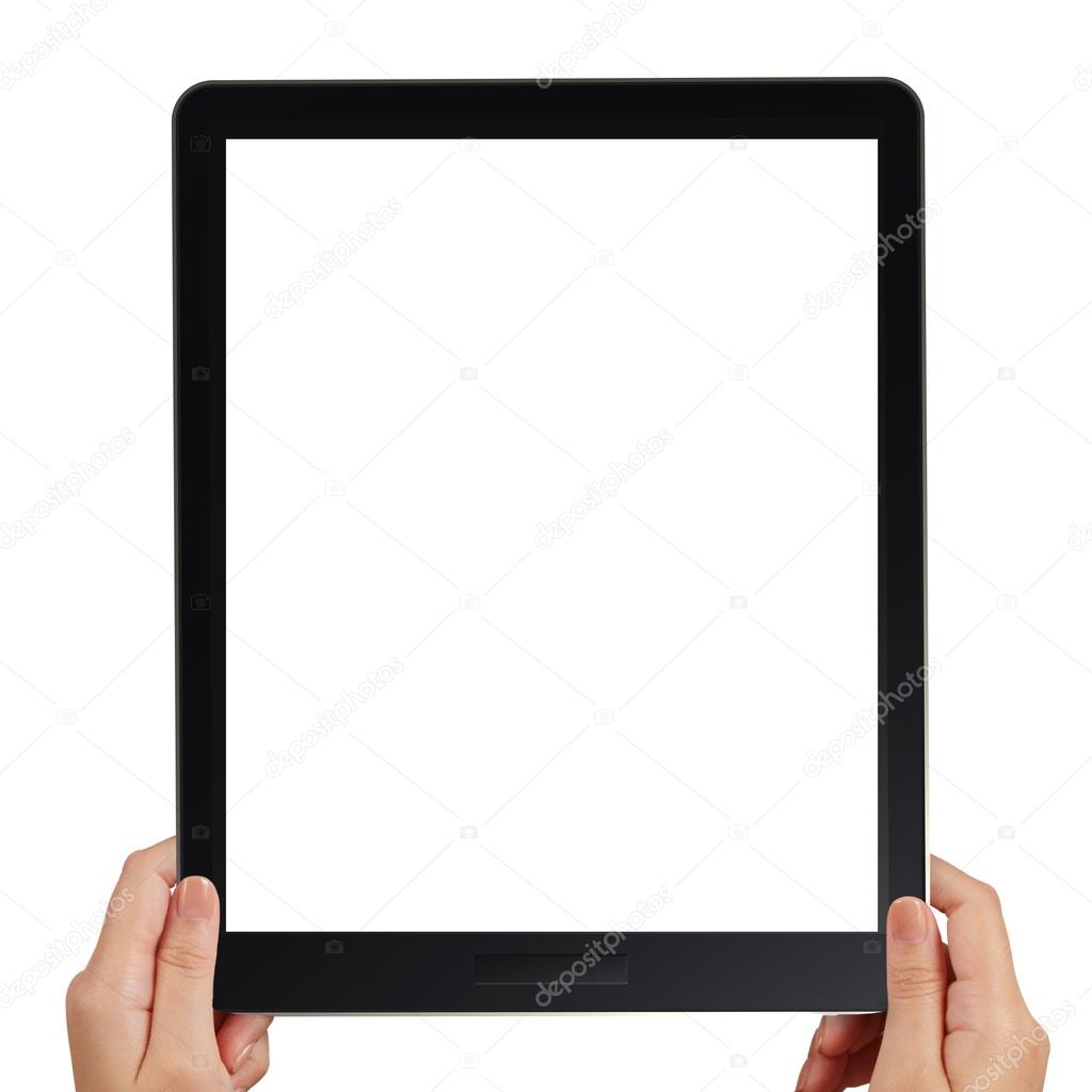 female hands holding a tablet touch computer gadget