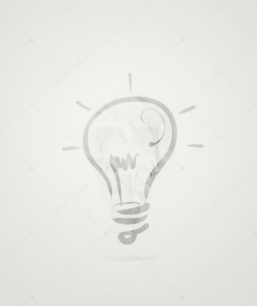 light bulb idea on crumpled paper