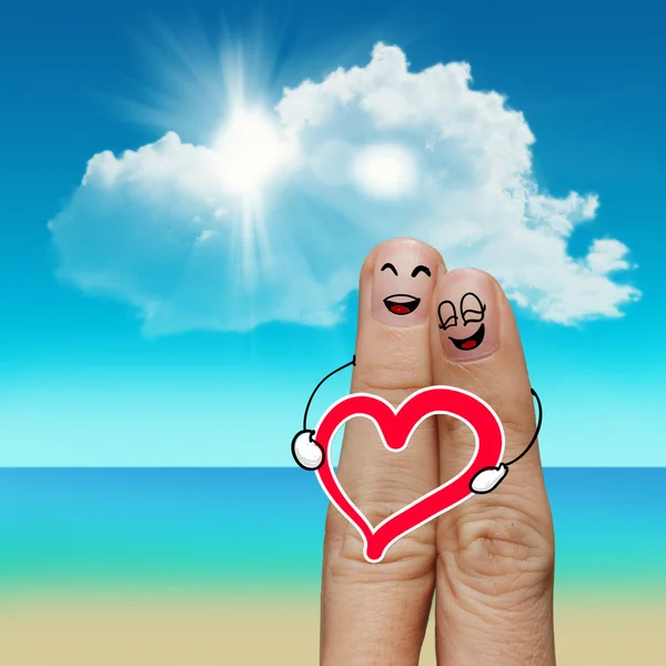 Finger family travels at the beach and family word — Stock Photo, Image