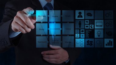 işadamı el iş başarı grafik çizer.