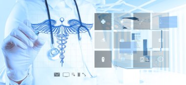 Doktor el caduceus çizer