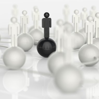 3D-roestvrij menselijke sociale netwerk en leiderschap als concept