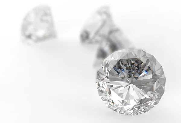 Beyaz 3d modelinde izole edilmiş elmaslar — Stok fotoğraf