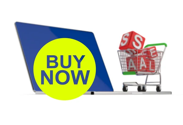 Buy now with shopping cart sale — Stock Photo, Image