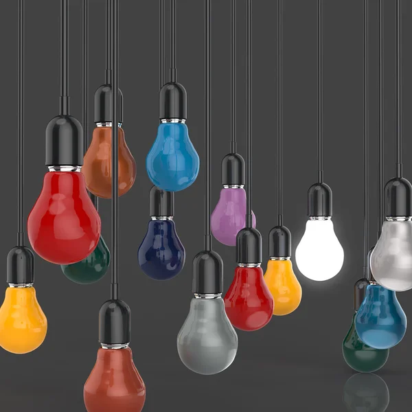 Kreative Idee und Führungskonzept Glühbirne 3D-Design — Stockfoto